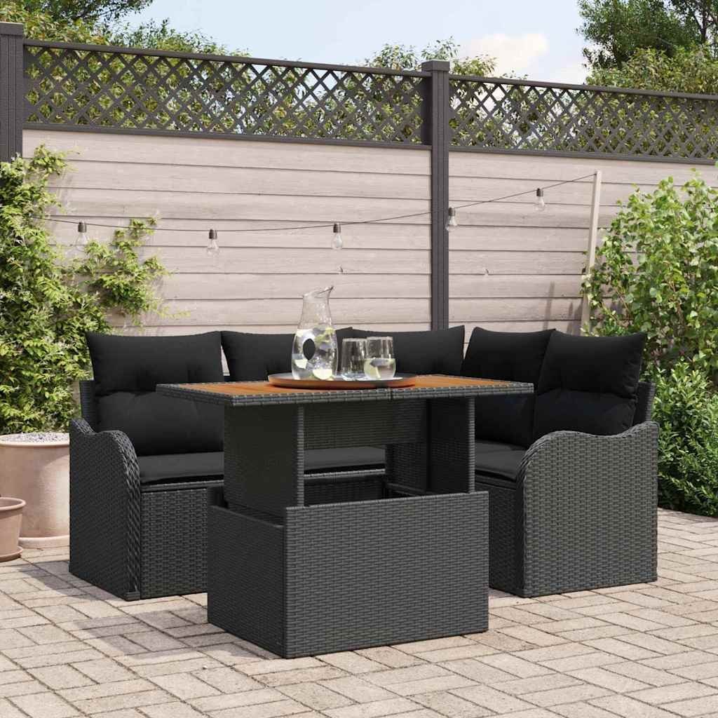 Zestaw Sof na Ogród z poduszką 5 pcs Czarny 100 x 55 x 73 cm Lumarko!