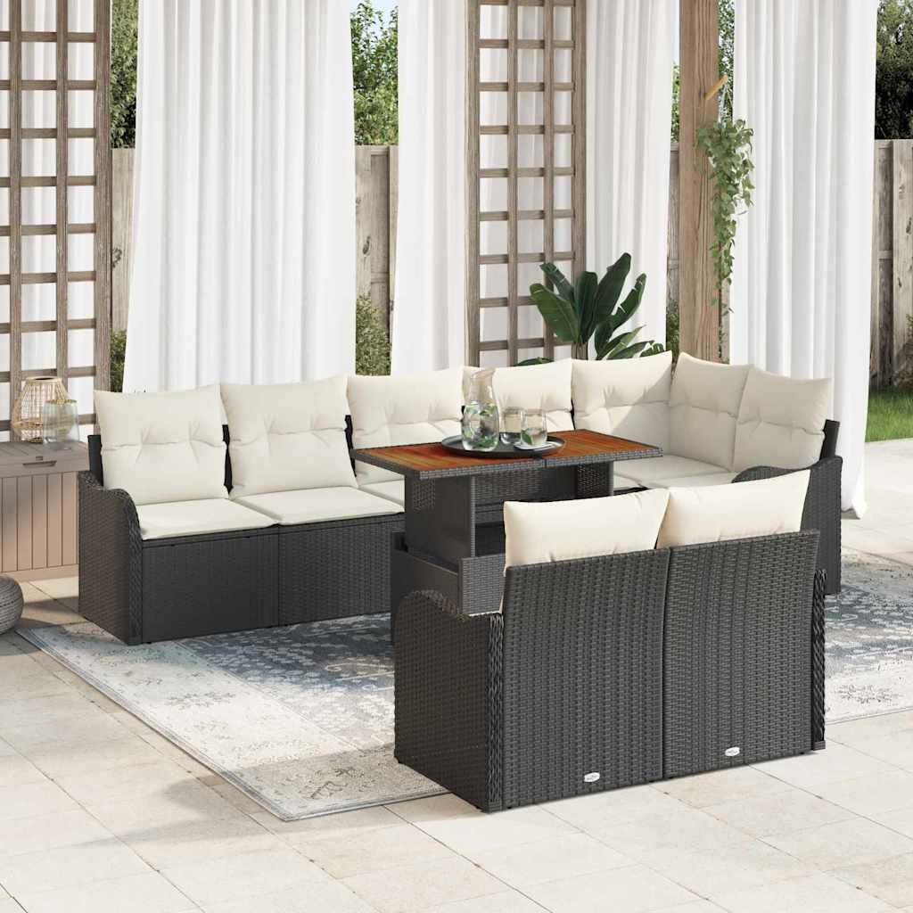 Zestaw Sof na Ogród 9 pcs Czarny i kremowy 100 x 55 x 73 cm Lumarko!