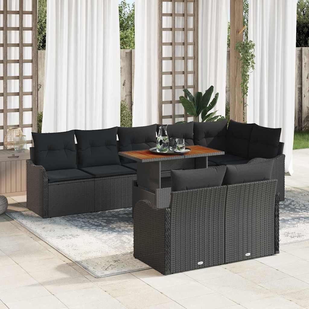 Zestaw Sof na Ogród z poduszką 9 pcs Czarny 100 x 55 x 73 cm Lumarko!