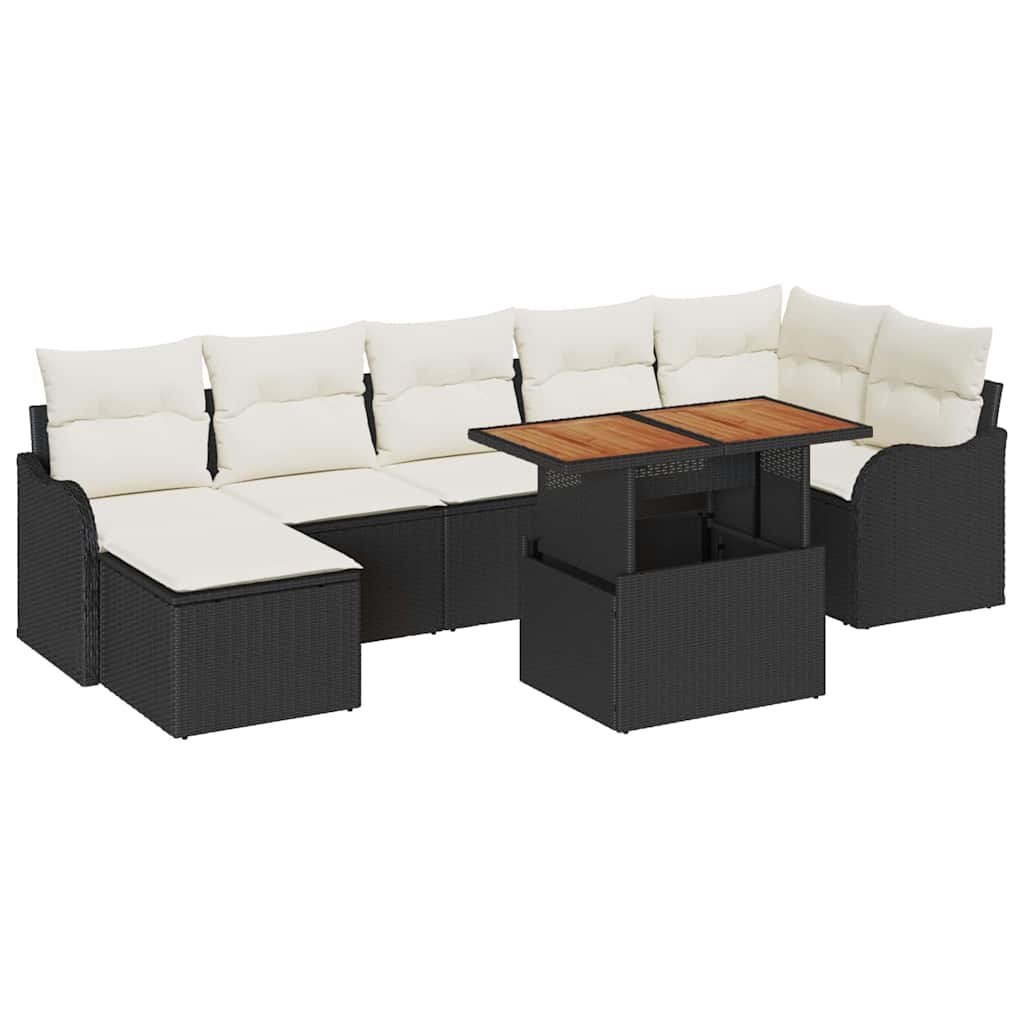 Zestaw Sof na Ogród z poduszką 8 pcs Czarny i kremowy Lumarko!
