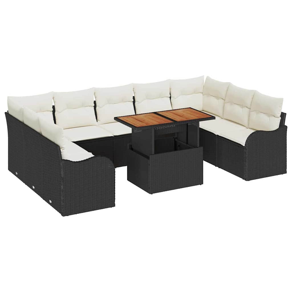 Zestaw Sof na Ogród 10 pcs Czarny i kremowy 100 x 55 x 73 cm Lumarko!