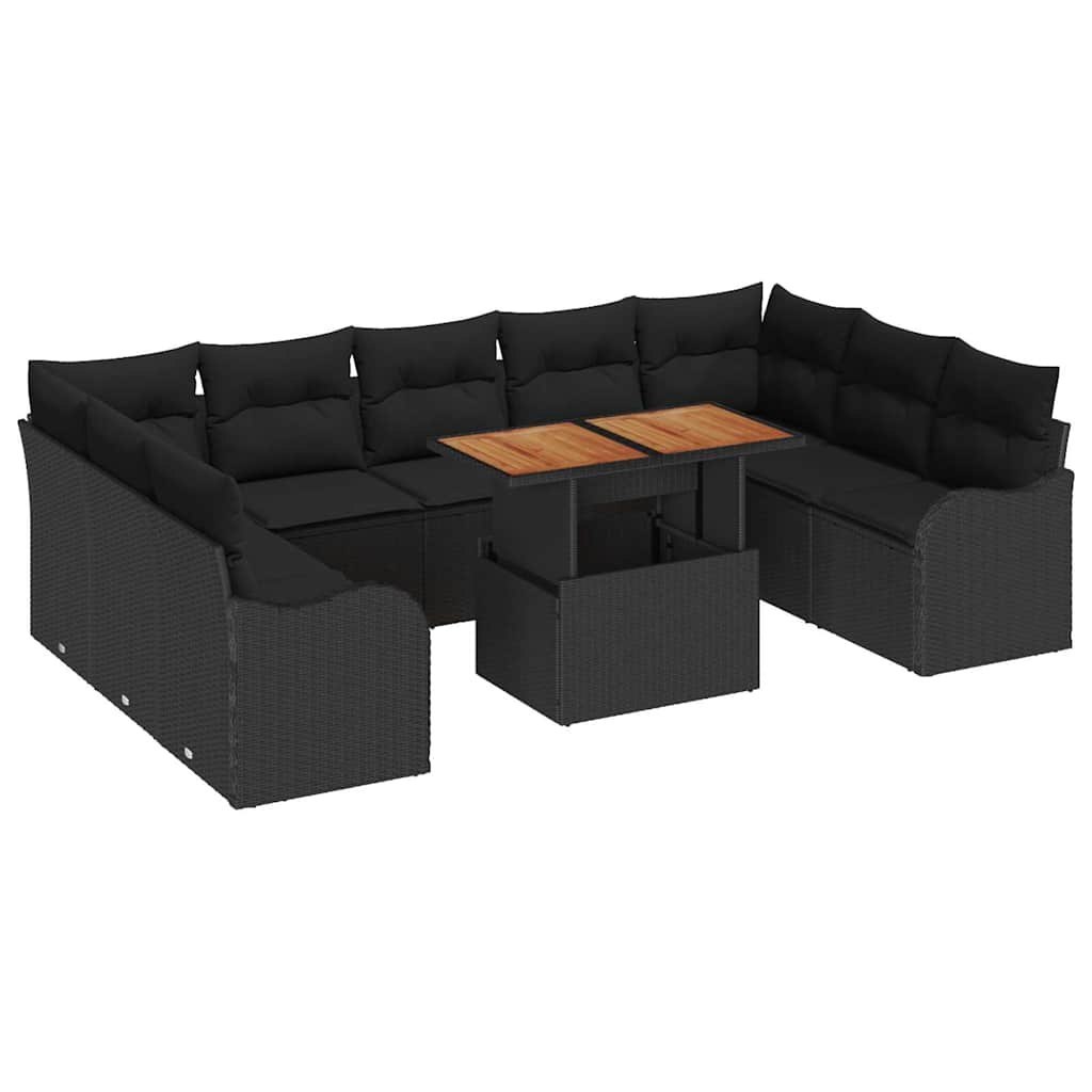 Zestaw Sof na Ogród z poduszką 10 pcs Czarny 100 x 55 x 73 cm Lumarko!