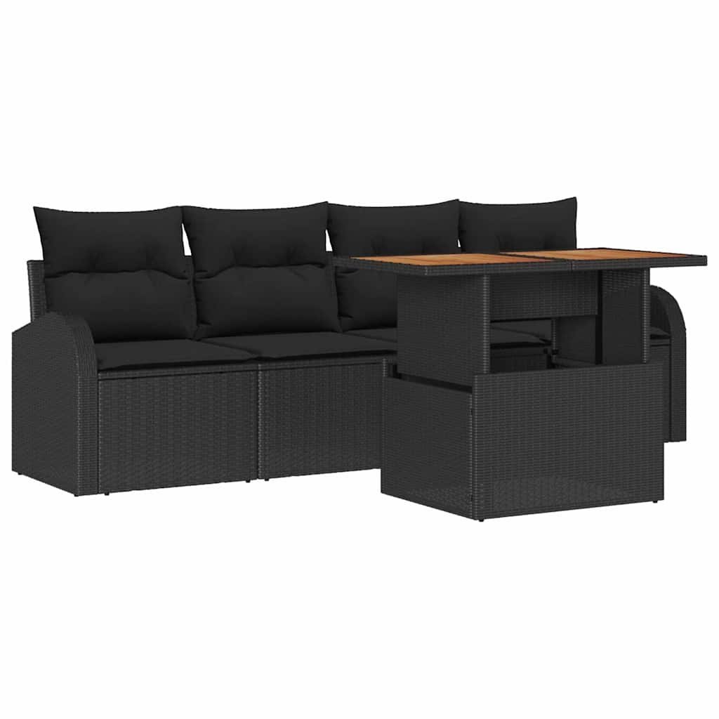 Zestaw Sof na Ogród z poduszką 5 pcs Czarny 100 x 55 x 73 cm Lumarko!