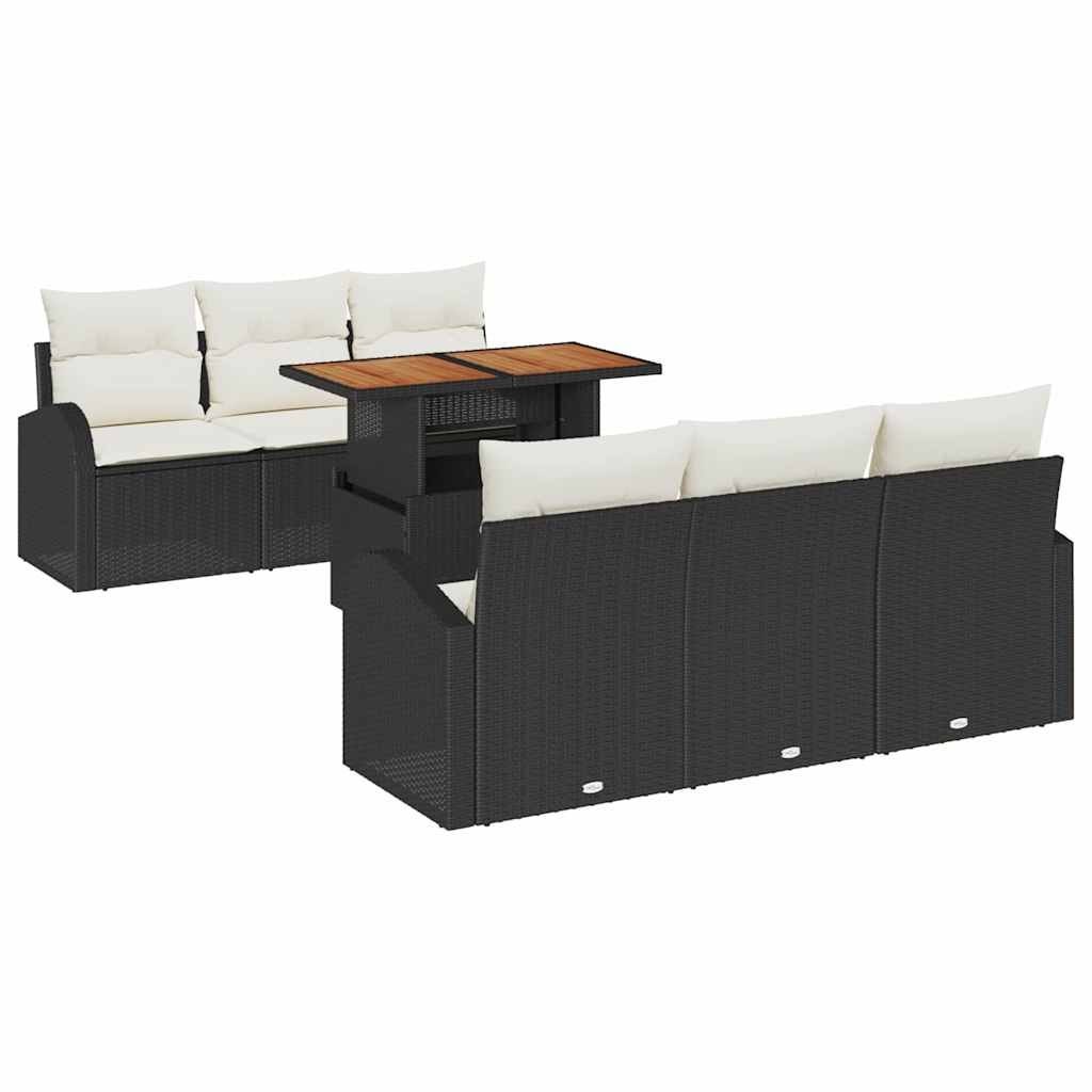 Zestaw Sof na Ogród 7 pcs Czarny i kremowy 100 x 55 x 73 cm Lumarko!