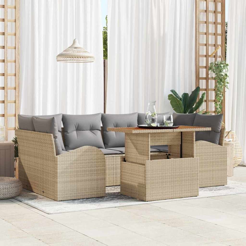 Zestaw Sof na Ogród 7 pcs beżowo-jasnoszary 100 x 55 x 73 cm Lumarko!