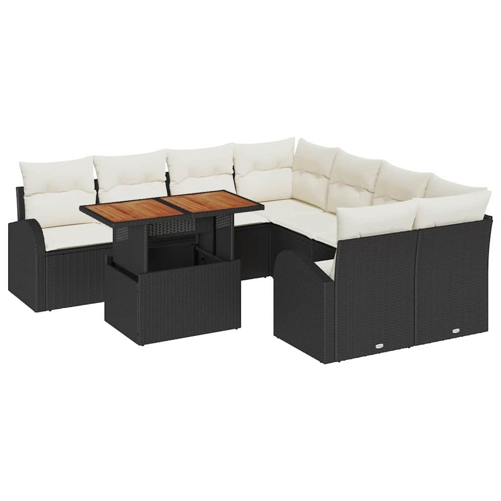 Zestaw Sof na Ogród 9 pcs Czarny i kremowy 100 x 55 x 73 cm Lumarko!