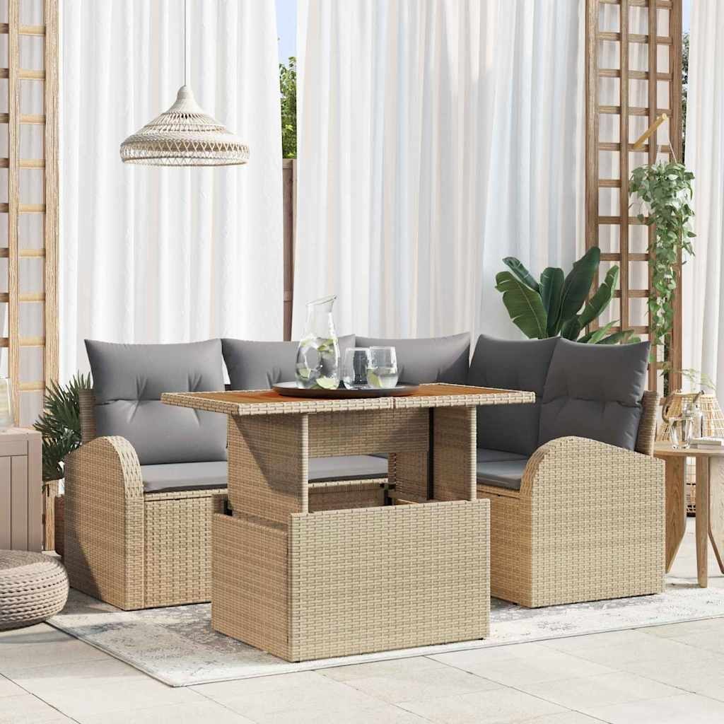 Zestaw Sof na Ogród 5 pcs beżowo-jasnoszary 100 x 55 x 73 cm Lumarko!