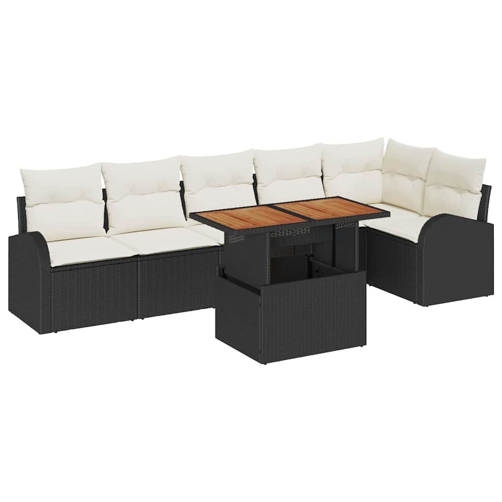 Zestaw Sof na Ogród 7 pcs Czarny i kremowy 100 x 55 x 73 cm Lumarko!