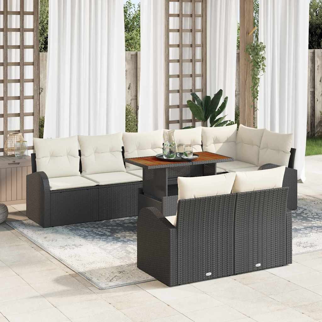 Zestaw Sof na Ogród 9 pcs Czarny i kremowy 100 x 55 x 73 cm Lumarko!