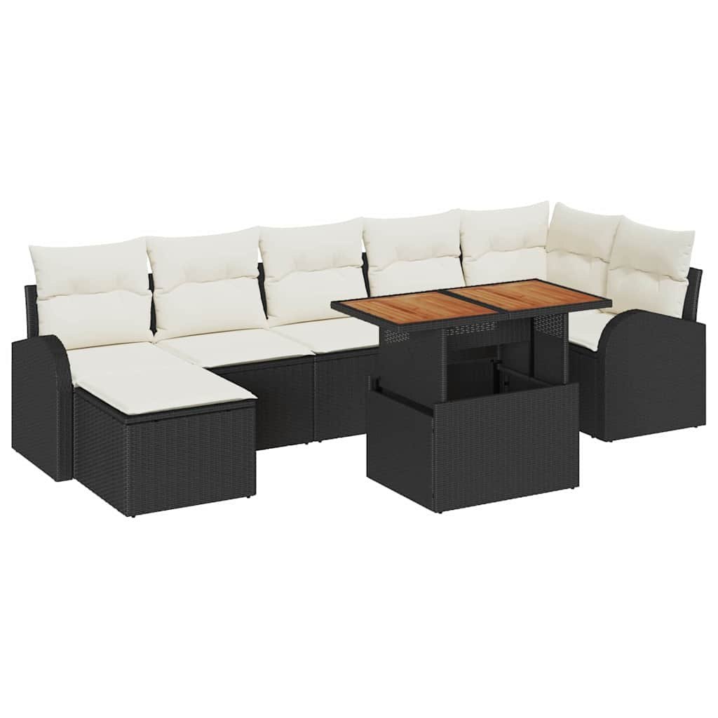 Zestaw Sof na Ogród z poduszką 8 pcs Czarny i kremowy Lumarko!