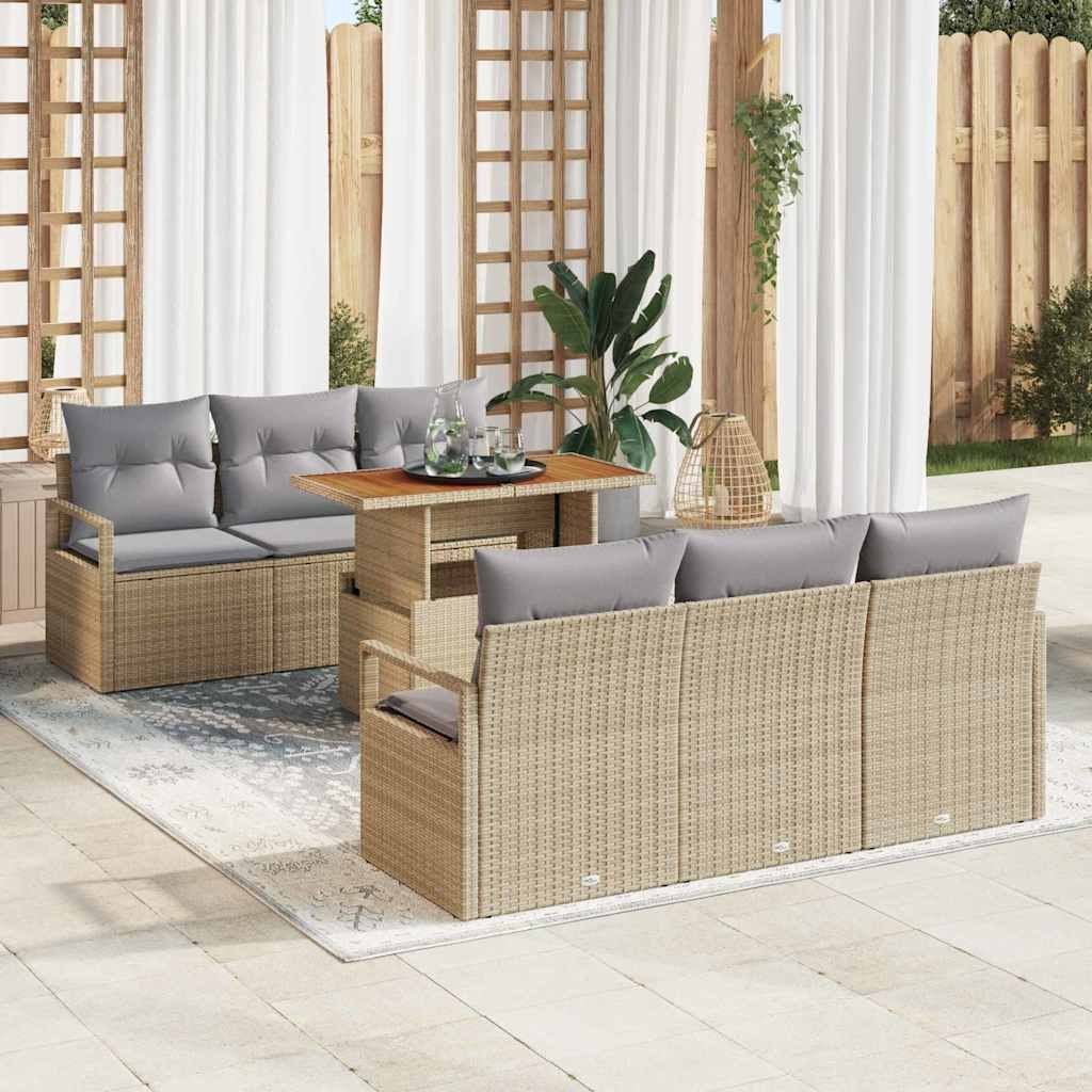Zestaw Sof na Ogród 7 pcs beżowo-jasnoszary 100 x 55 x 73 cm Lumarko!