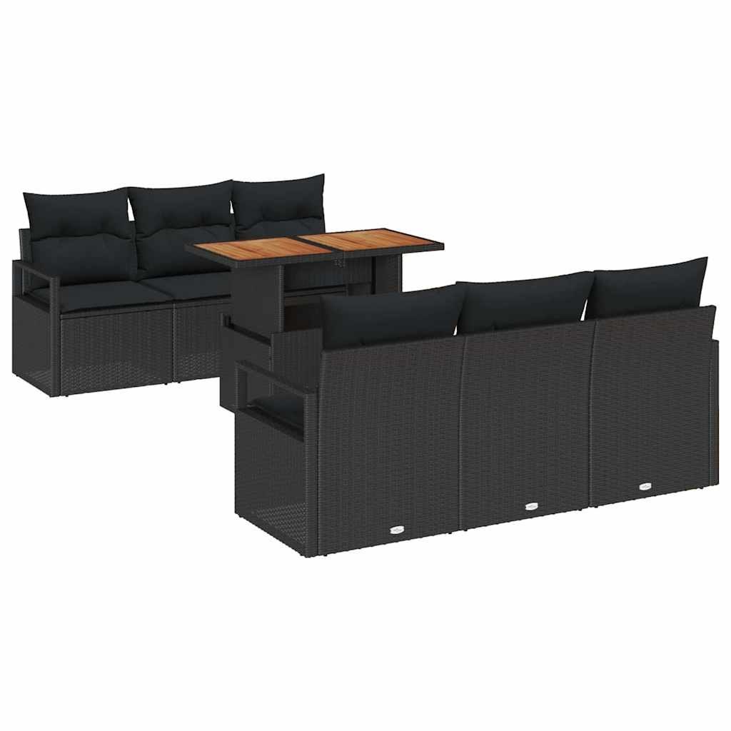 Zestaw Sof na Ogród z poduszką 7 pcs Czarny 100 x 55 x 73 cm Lumarko!