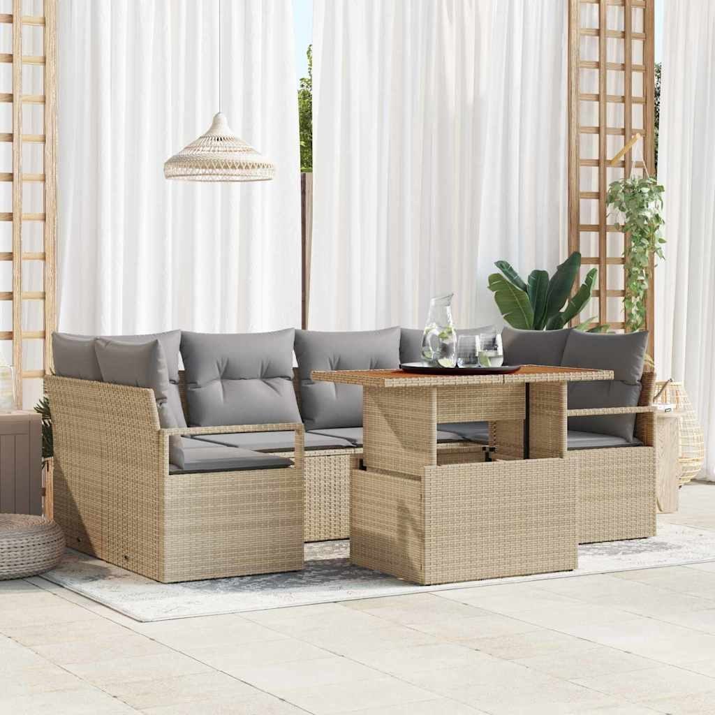 Zestaw Sof na Ogród 7 pcs beżowo-jasnoszary 100 x 55 x 73 cm Lumarko!