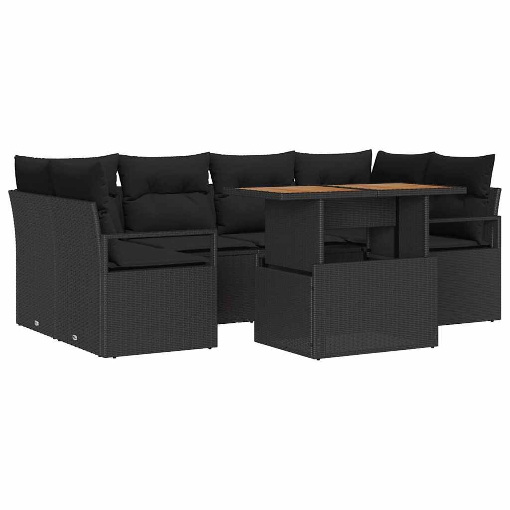 Zestaw Sof na Ogród z poduszką 7 pcs Czarny 100 x 55 x 73 cm Lumarko!
