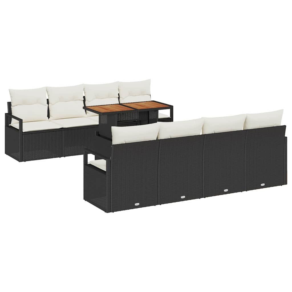 Zestaw Sof na Ogród 9 pcs Czarny, Kremowy 100 x 55 x 73 cm Lumarko!