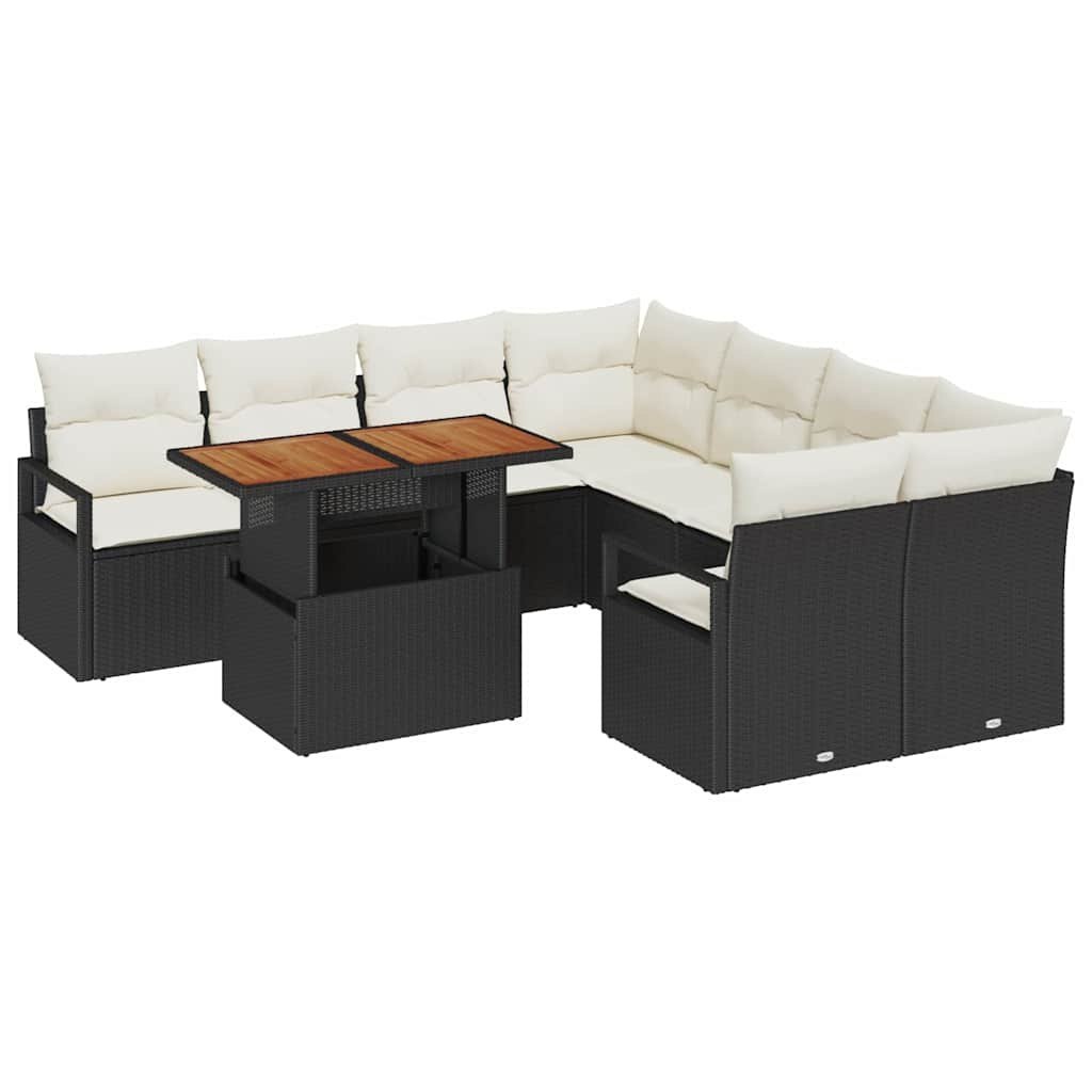 Zestaw do jadalni w ogrodzie z poduszką 9 pcs Czarny, Kremowy Lumarko!