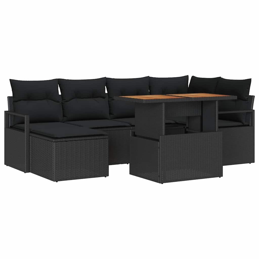Zestaw do jadalni w ogrodzie z poduszką 7 pcs Czarny, Brązowy Lumarko!
