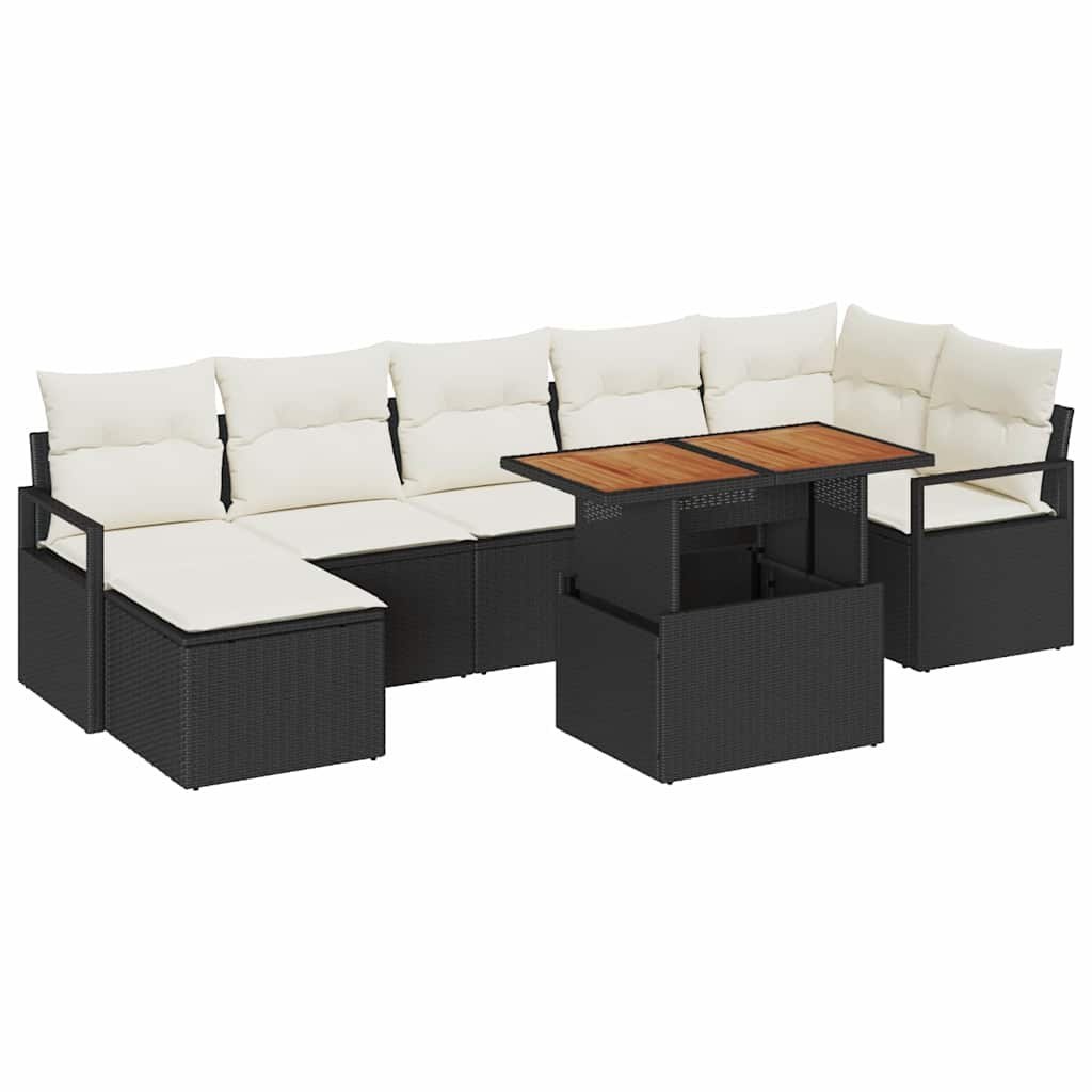 Zestaw do jadalni w ogrodzie z poduszką 8 pcs Czarny, Kremowy Lumarko!
