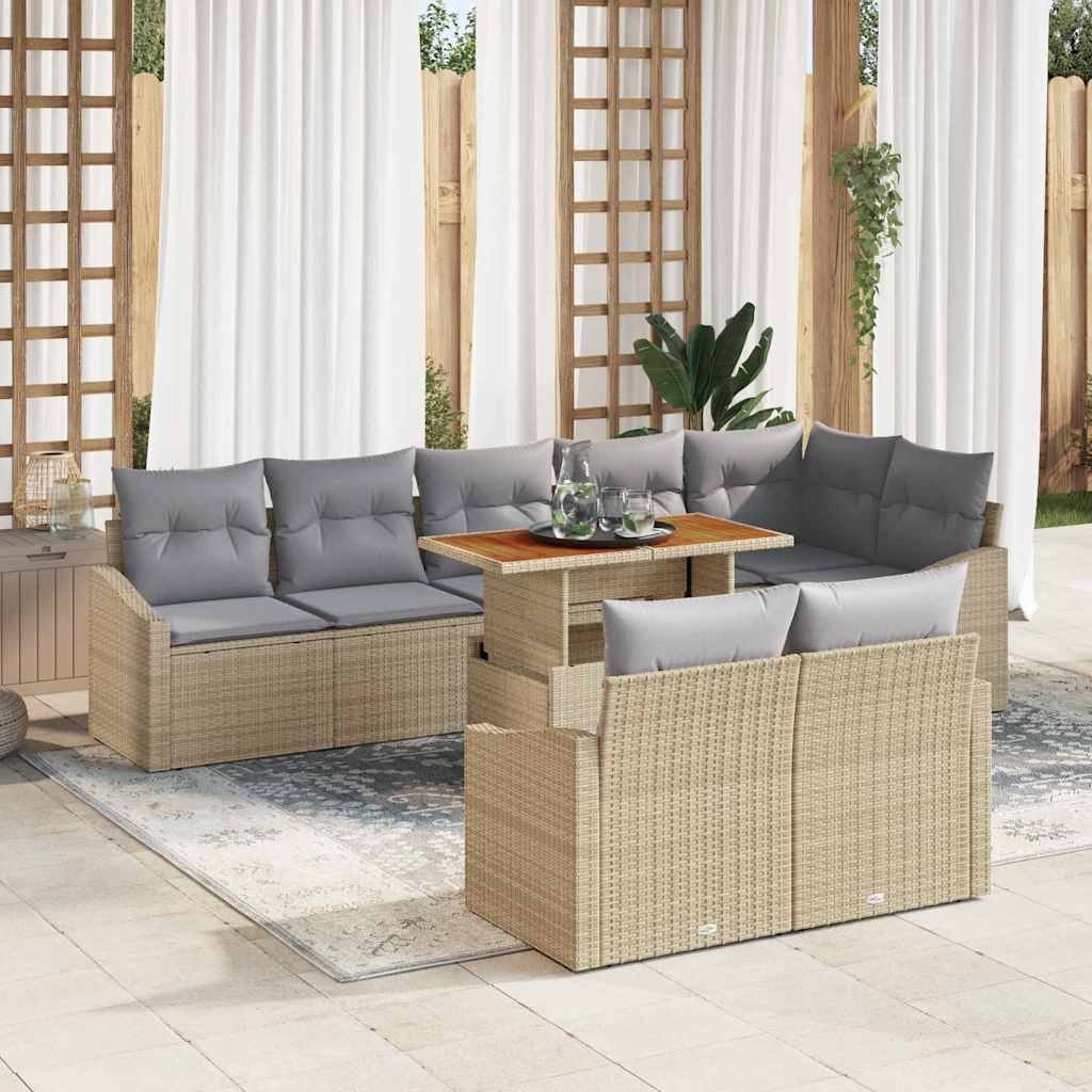 Zestaw Sof na Ogród 9 pcs Beżowy Jasnoszary 100 x 55 x 73 cm Lumarko!