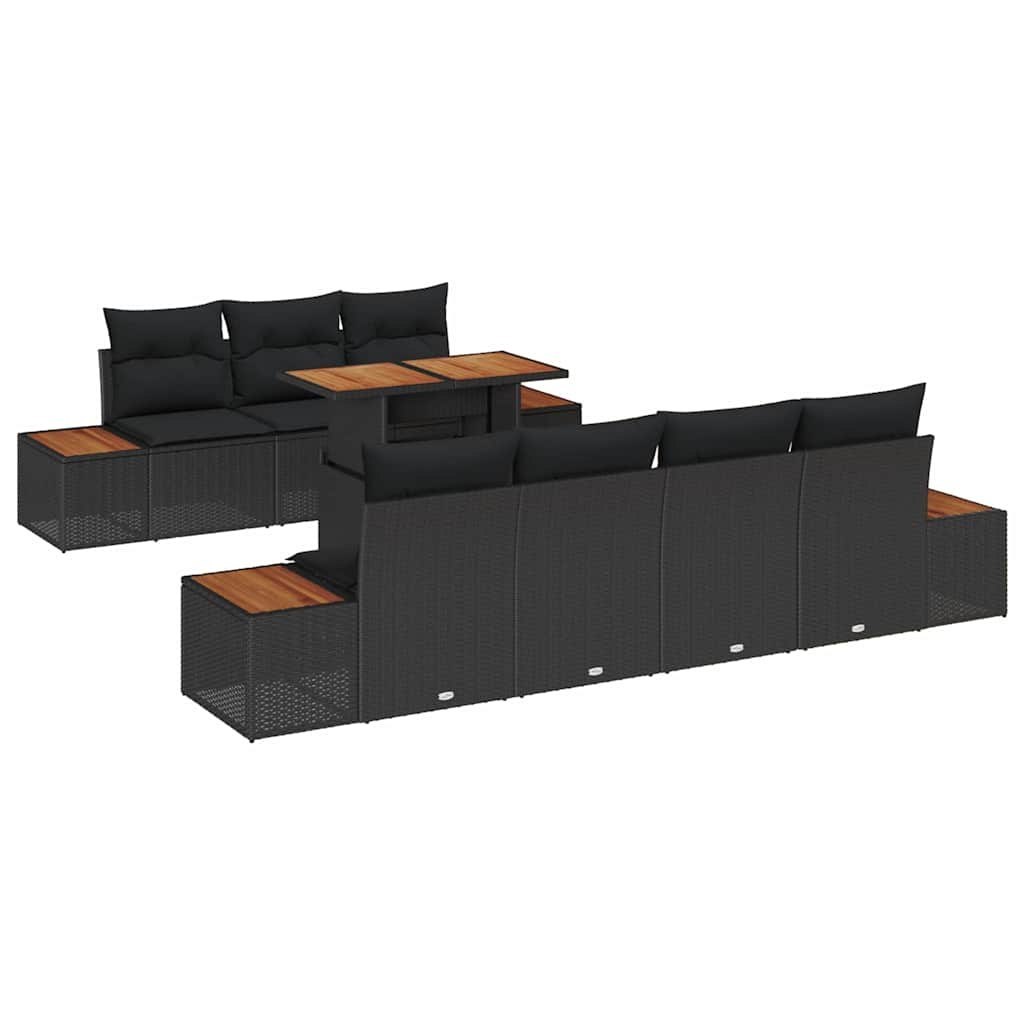 Zestaw Sof na Ogród z poduszką 8 pcs Czarny Polirattan Lumarko!