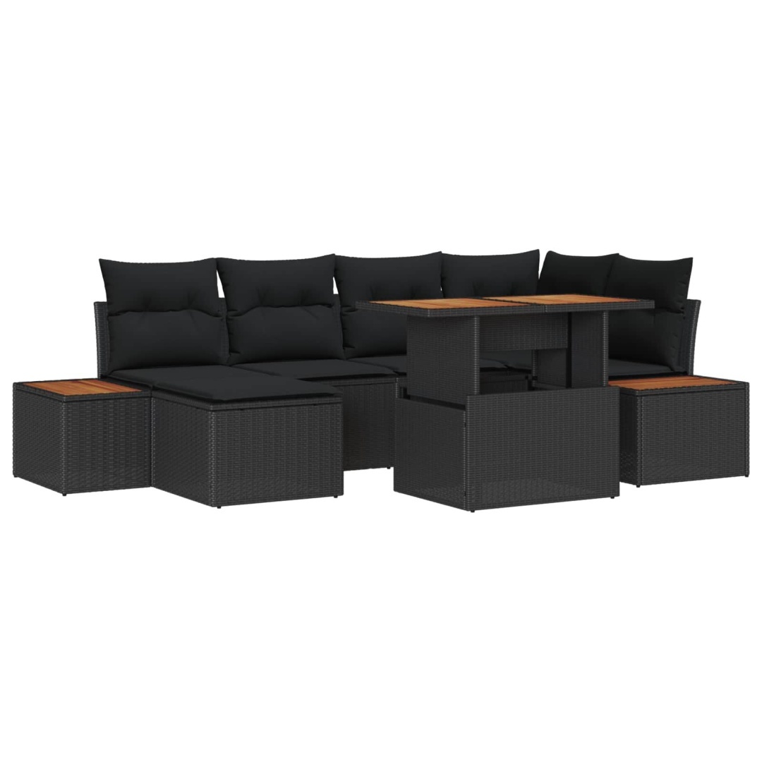 Zestaw do jadalni w ogrodzie z poduszką 7 pcs Czarny, Brązowy Lumarko!