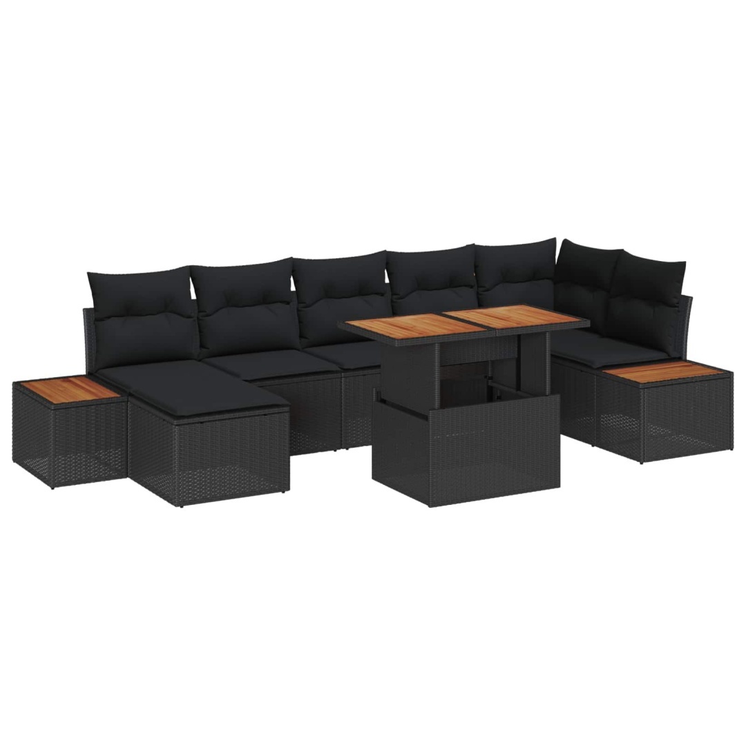 Zestaw do jadalni w ogrodzie z poduszką 8 pcs Czarny, Brązowy Lumarko!