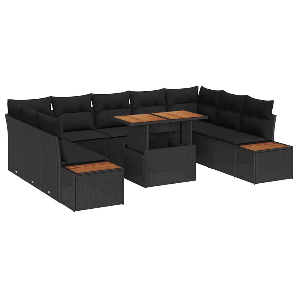 Zestaw do jadalni w ogrodzie z poduszką 10 pcs Czarny, Brązowy Lumarko!