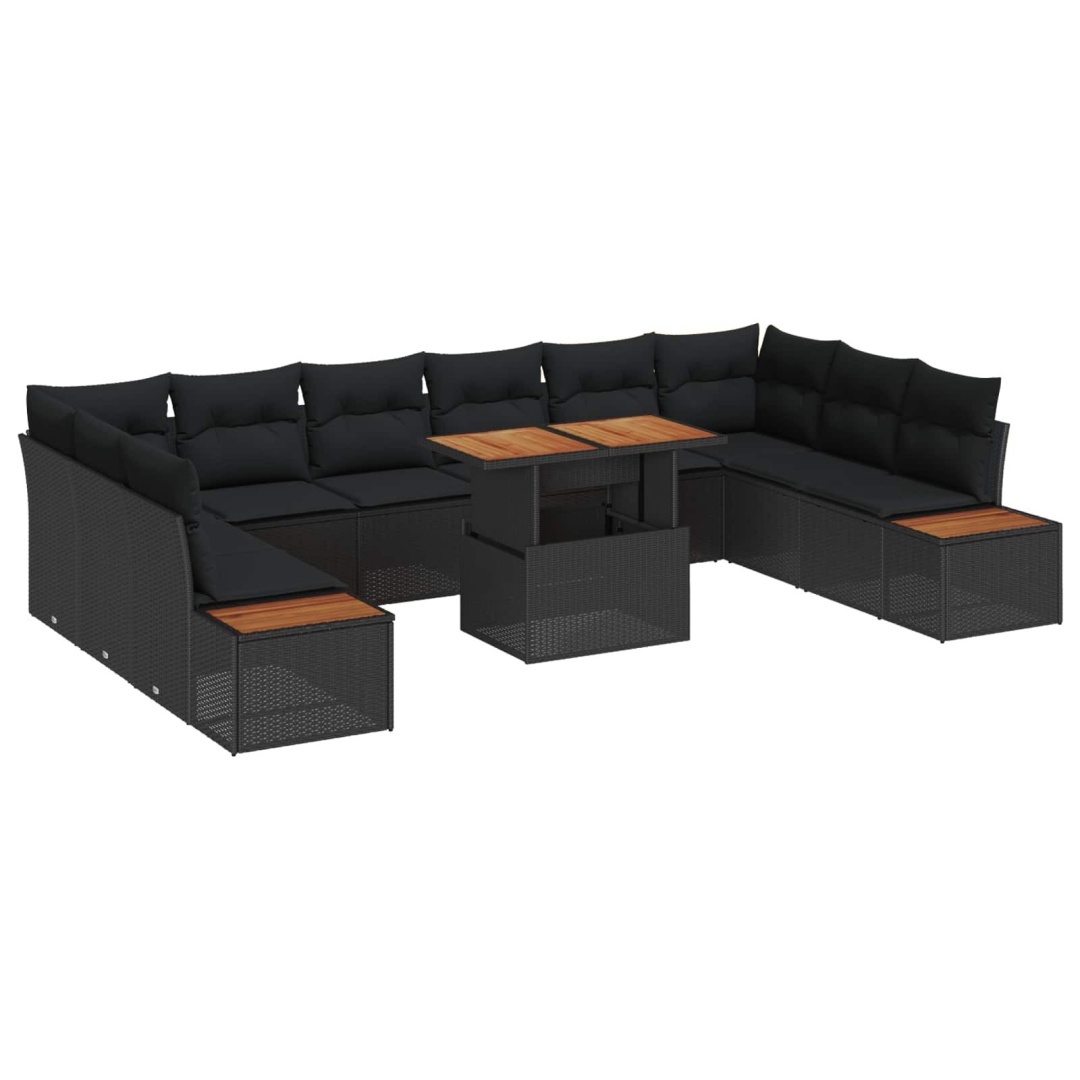 Zestaw do jadalni w ogrodzie z poduszką 11 pcs Czarny, Brązowy Lumarko!