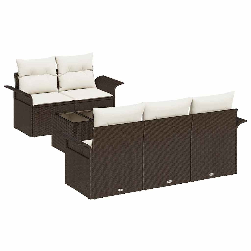 Zestaw Sof na Ogród 6 pcs Brązowy, kremowy 55 x 55 x 37 cm Lumarko!