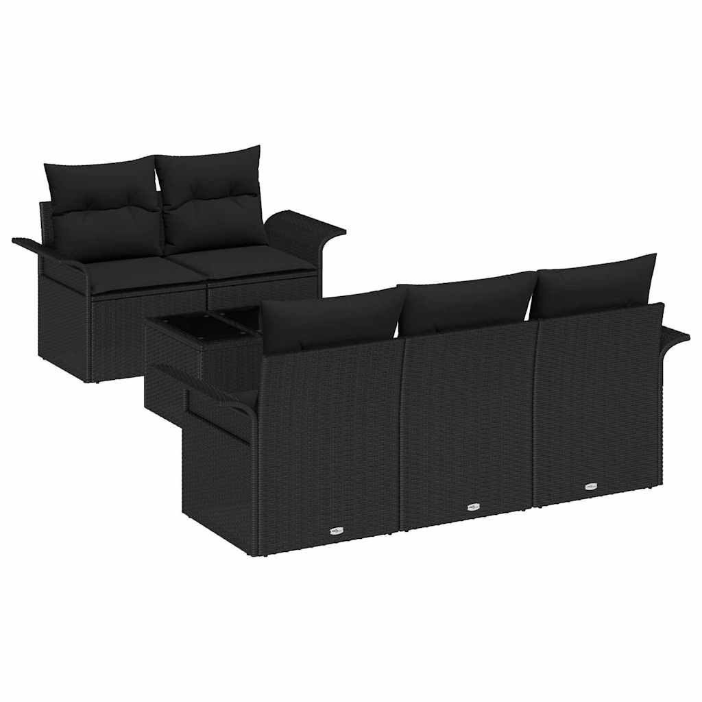 Zestaw Sof na Ogród z poduszką 6 pcs Czarny 55 x 55 x 37 cm Lumarko!