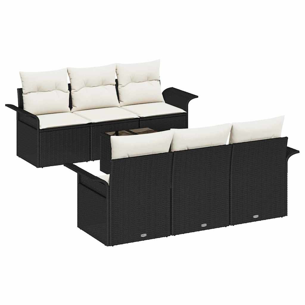 Zestaw Sof na Ogród 7 pcs Czarny, Kremowy 55 x 55 x 37 cm Lumarko!