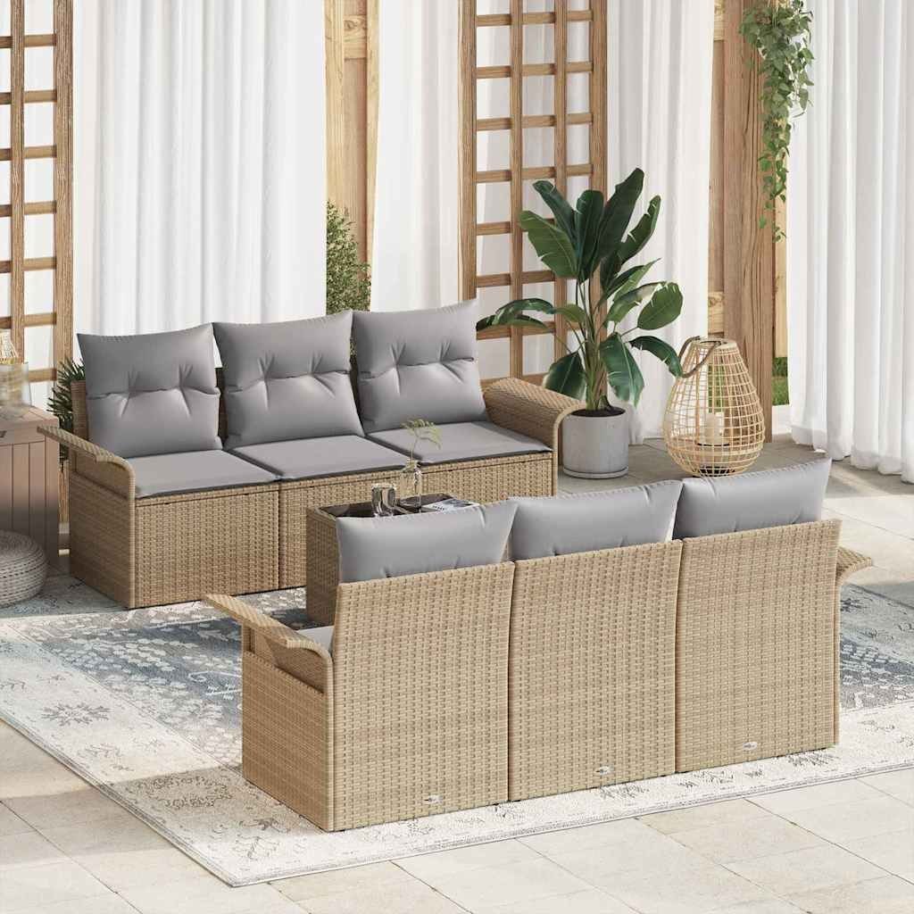 Zestaw Sof na Ogród 7 pcs Beżowy i jasnoszary 55 x 55 x 37 cm Lumarko!