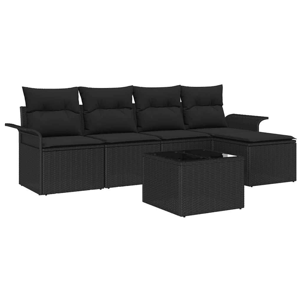 Zestaw Sof na Ogród z poduszką 6 pcs Czarny Polirattan Lumarko!