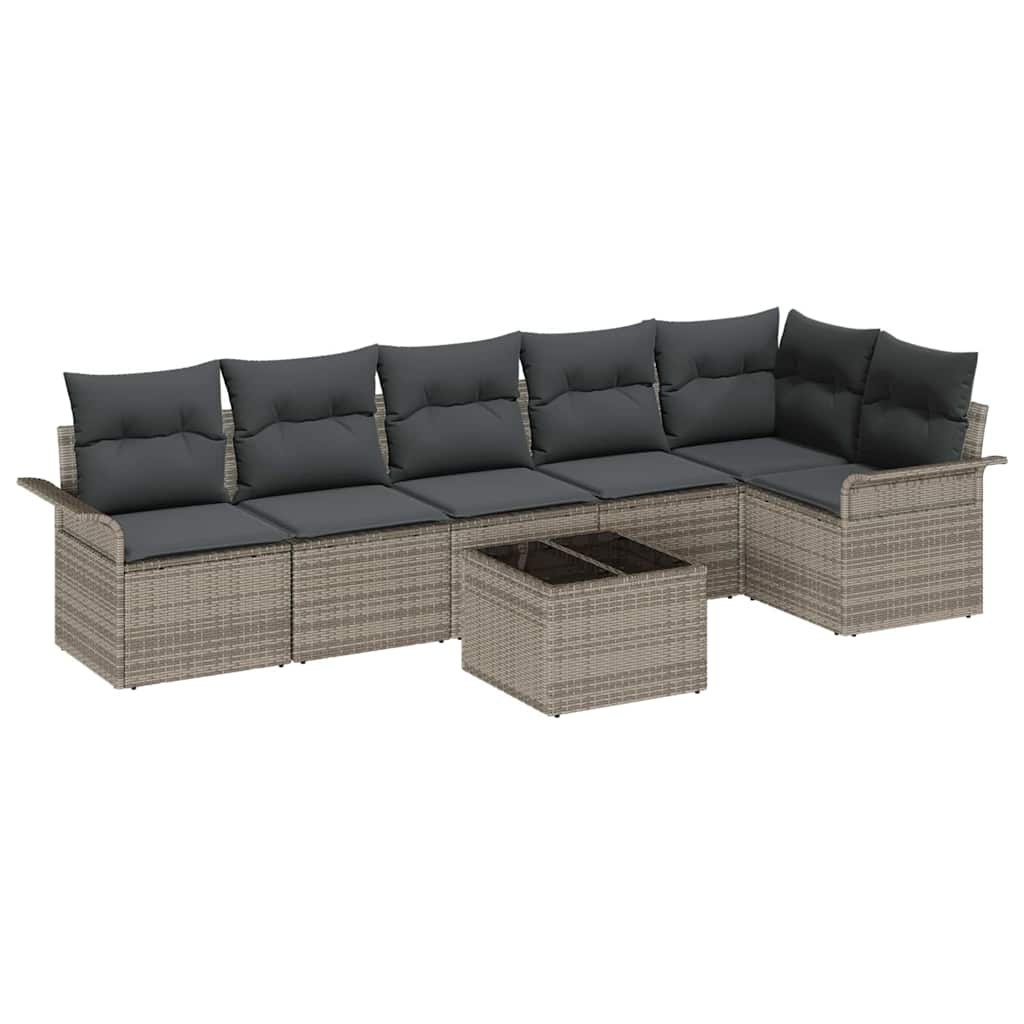 Zestaw sof ogrodowych 6-częściowy z poduszkami w czarnym kolorze i rattanie poliestrowym. Lumarko!