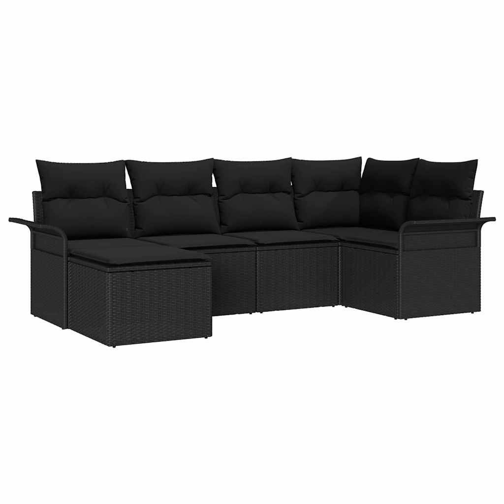 Zestaw Sof na Ogród z poduszką 6 pcs Czarny Polirattan Lumarko!