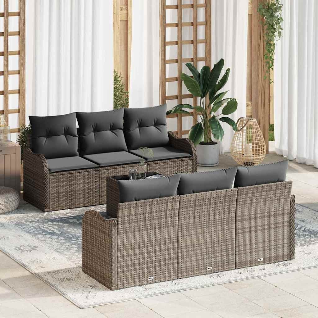 Zestaw Sof na Ogród z poduszką 7 pcs Szary 55 x 55 x 37 cm Lumarko!