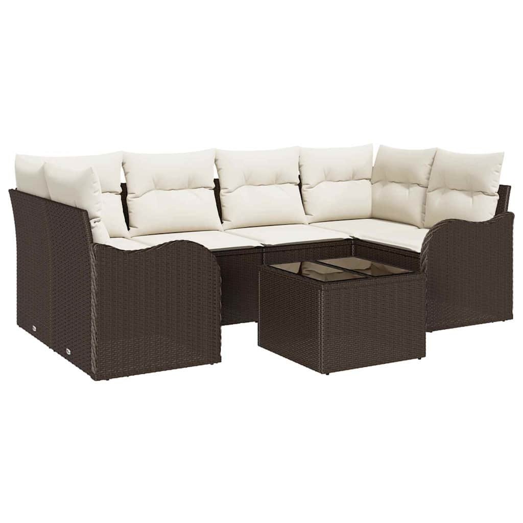 Zestaw Sof na Ogród 7 pcs Brązowy, kremowy 55 x 55 x 37 cm Lumarko!