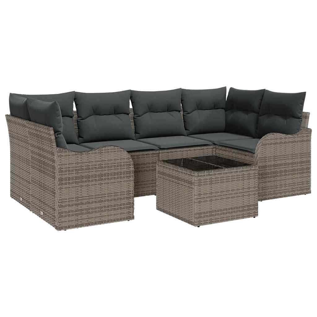 Zestaw Sof na Ogród z poduszką 7 pcs Szary 55 x 55 x 37 cm Lumarko!
