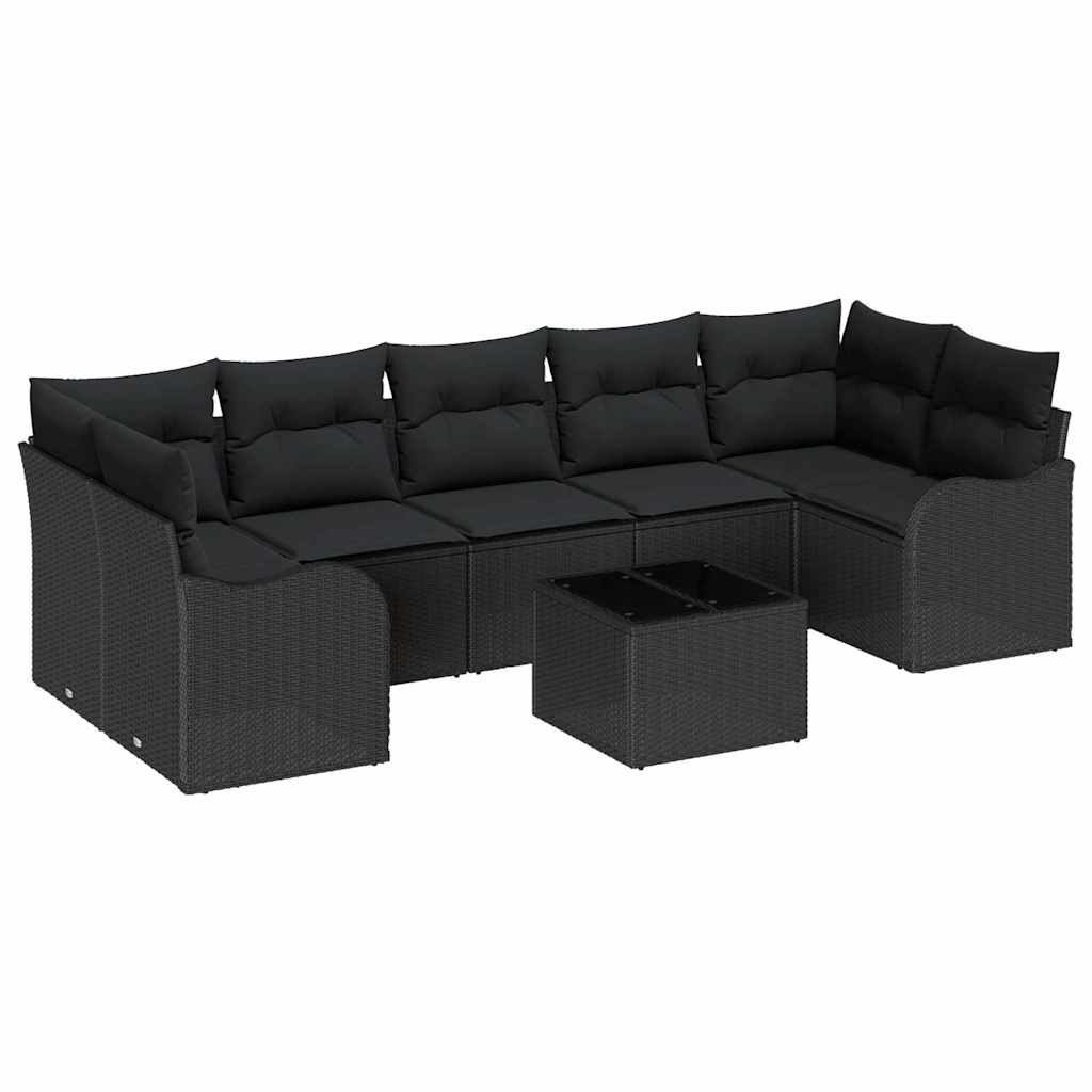 Zestaw Sof na Ogród z poduszką 8 pcs Czarny 55 x 55 x 37 cm Lumarko!