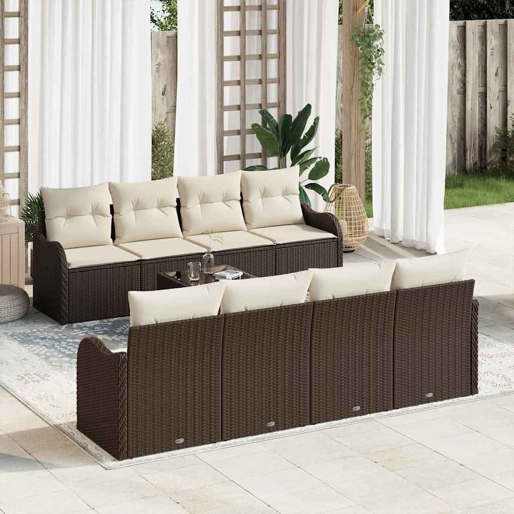 Zestaw Sof na Ogród 9 pcs Brązowy, kremowy 55 x 55 x 37 cm Lumarko!