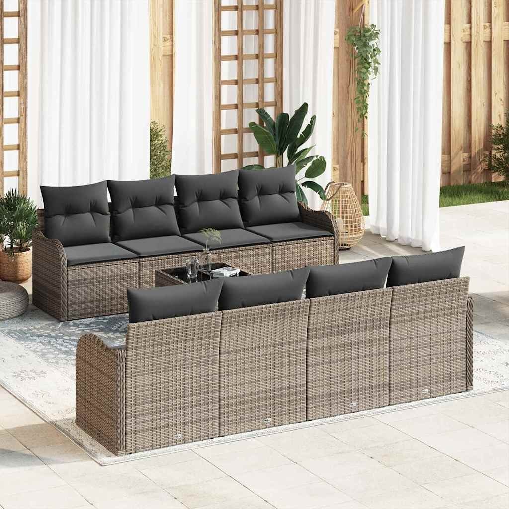 Zestaw Sof na Ogród z poduszką 9 pcs Szary 55 x 55 x 37 cm Lumarko!