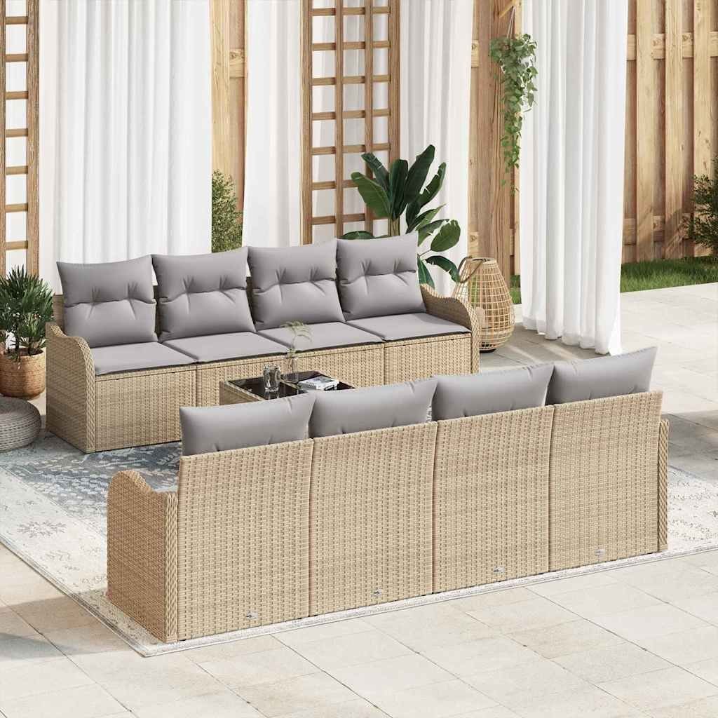 Zestaw Sof na Ogród 9 pcs Beżowy Jasnoszary 55 x 55 x 37 cm Lumarko!