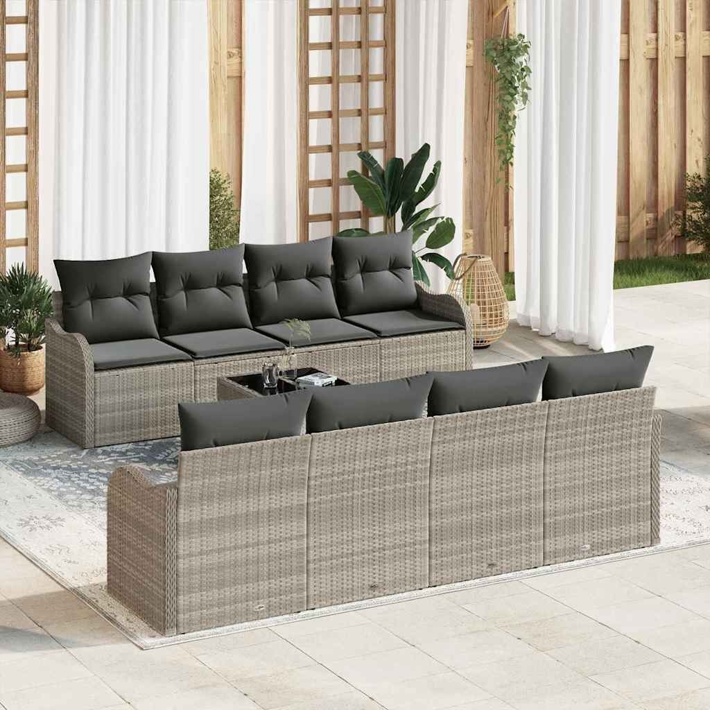 Zestaw Sof na Ogród 9 pcs Jasny szary 55 x 55 x 37 cm Lumarko!