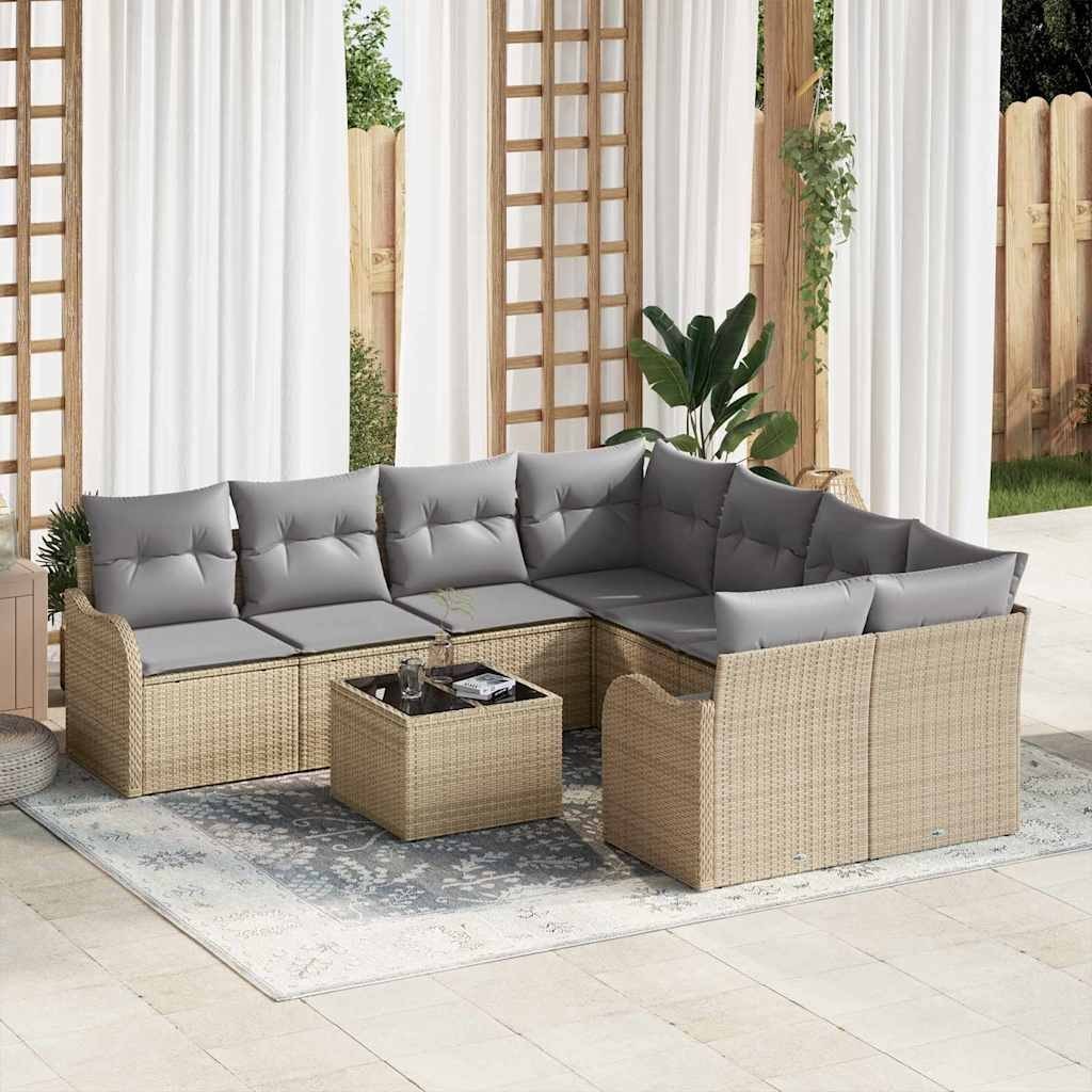 Zestaw Sof na Ogród 9 pcs Beżowy i jasnoszary 55 x 55 x 37 cm Lumarko!