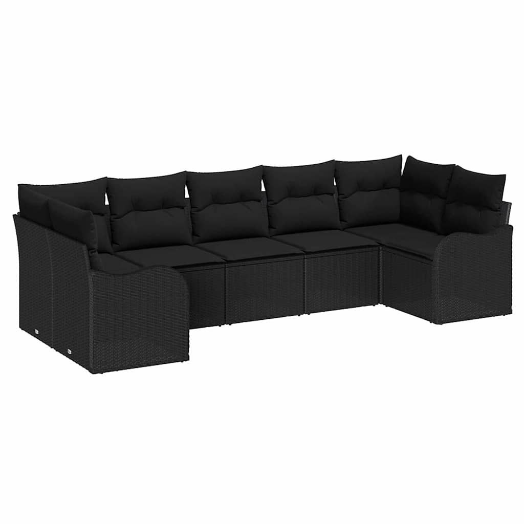 Zestaw Sof na Ogród z poduszką 7 pcs Czarny Polirattan Lumarko!