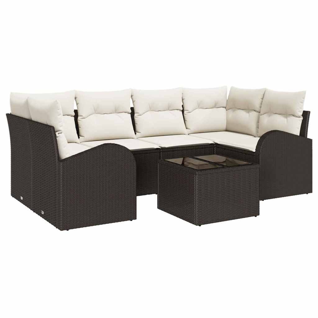 Zestaw Sof na Ogród 7 pcs Brązowy, kremowy 55 x 55 x 37 cm Lumarko!