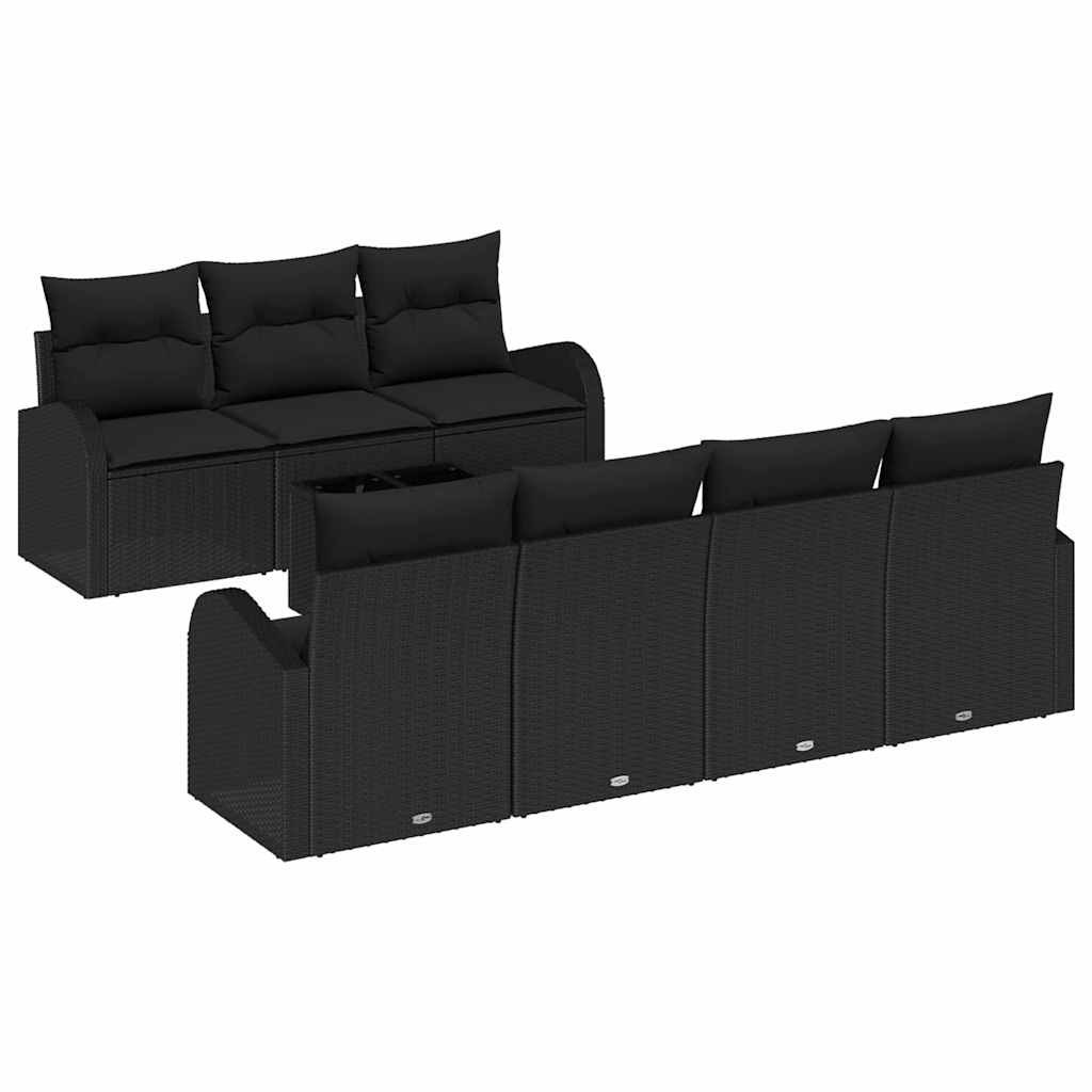 Zestaw Sof na Ogród z poduszką 8 pcs Czarny 55 x 55 x 37 cm Lumarko!