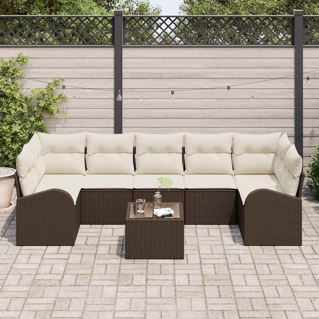 Zestaw Sof na Ogród 8 pcs Brązowy, kremowy 55 x 55 x 37 cm Lumarko!