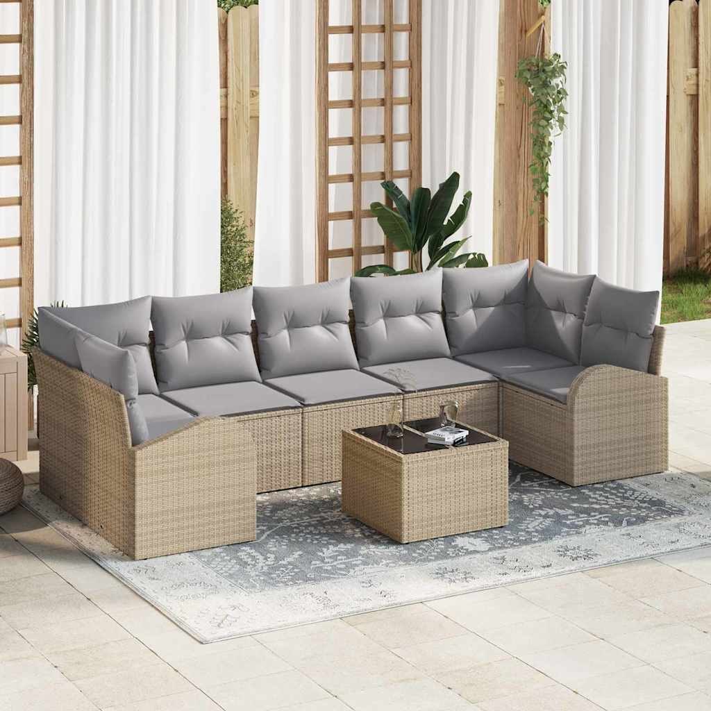 Zestaw Sof na Ogród 8 pcs Beżowy i jasnoszary 55 x 55 x 37 cm Lumarko!