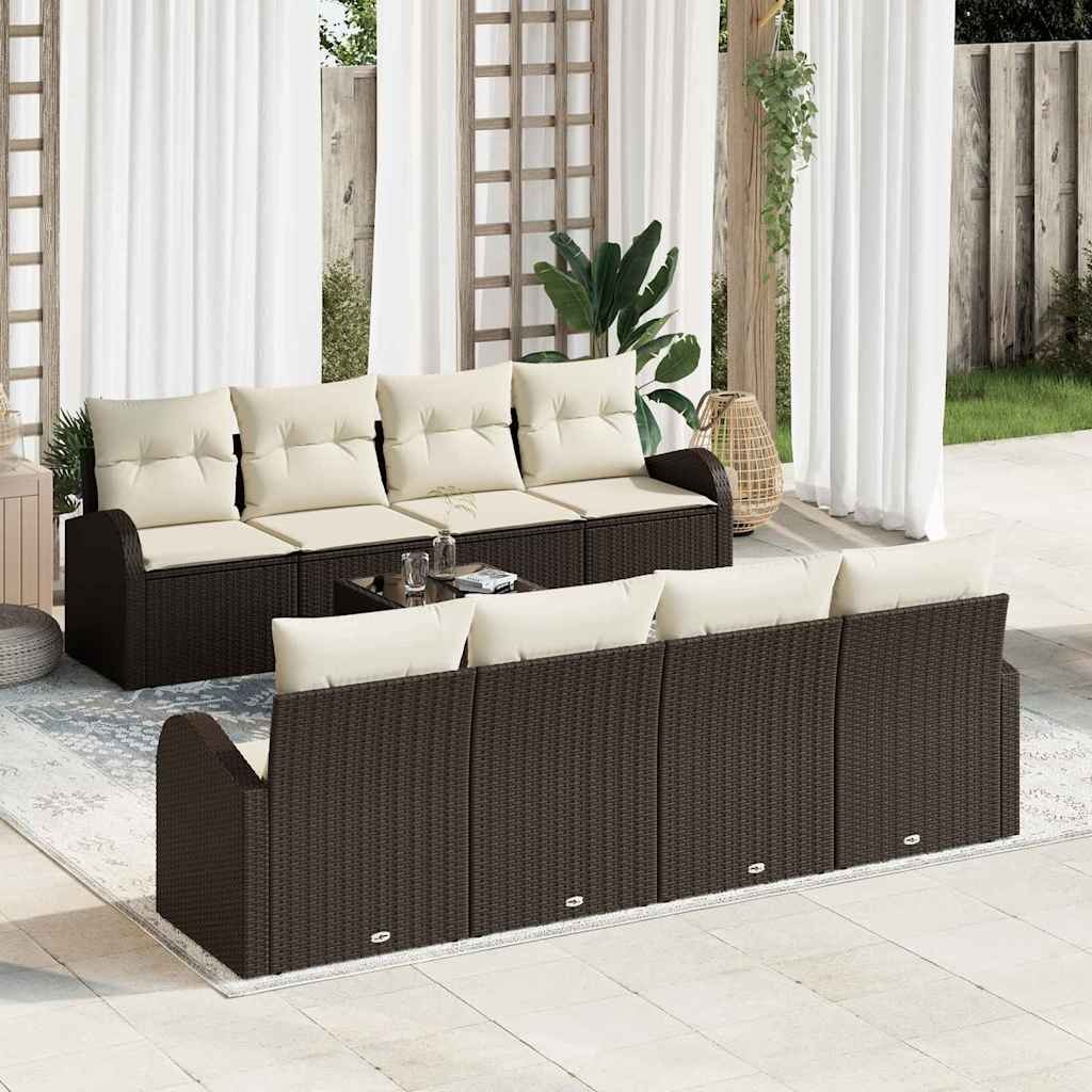 Zestaw Sof na Ogród 9 pcs Brązowy, kremowy 55 x 55 x 37 cm Lumarko!